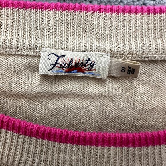 Faherty Ollie Small Knit Sweater Cashmere Blend Horizontal Stripes Crew Neck - Picture 6 of 10